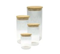 Fackelmann Lot de 4 boîtes de conservation en verre – Couvercles hermétiques en bambou – Nature