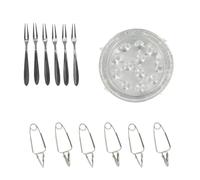 Fackelmann 9984850 Ensemble spécial escargots, fourchettes à escargots, Pinces à escargots, Plats à escargots jetables, Aluminium, Acier Inoxydable, De 12,5 à 17,5 cm