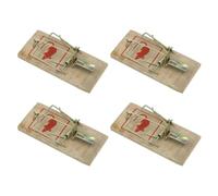 Fackelmann 9986350 Lot de 2 packs de 2 pièges à souris et rats en bois 16011, pièges à rats, tapette à souris, Bois, Acier inoxydable, 10 cm