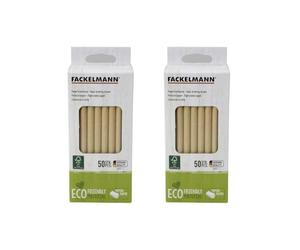 Fackelmann 9986850 Petites pailles brunes en papier, 2 lots de 50, 100 petites pailles en carton, Papier FSC, 15x0,8cm, Brun