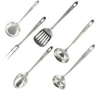 Fackelmann 9990650 Ensemble D'ustensiles De Cuisine 6 Pièces, Écumoire, Fourchette, Pelle À Servir, Cuillères, Louche, Acier Inoxydable, De 28 À 32 Cm