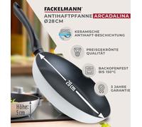 Fackelmann Arcadalina 28cm Poêle antiadhésive Aluminium recy e haute qualité, poignée ergonomique, pour tous les types de cuisinières y compris l'induction