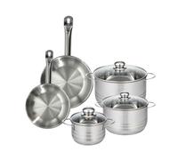 Set 2 poêles 20 24 cm en inox, 3 faitouts inox 16, 20 et 24 cm Fackelmann Eterna