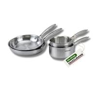 Fackelmann Batterie 2 poêles 20/26 cm, 2 casseroles 14/18 cm | Lot complet pour équiper la cuisine, 2 poêles et 2 casseroles, Inox 18/10, Cuisson homogène, Induction et four, Sans PFAS