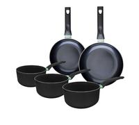 Ensemble de 2 poêles de 20 et 24 cm et 3 casseroles 16, 18 et 20 cm Fackelmann Brandao
