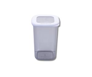 Fackelmann Boîte de conservation carrée 1200 ml - Transparente, avec couvercle beige clair, passe au lave-vaisselle et robuste, idéale pour la préparation des repas