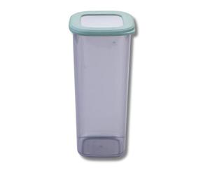 Fackelmann Boîte de conservation carrée 1750 ml - Transparente avec couvercle vert fumé, passe au lave-vaisselle et robuste, idéale pour la préparation des repas