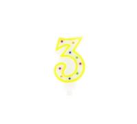 Fackelmann Bougie Chiffre 3 pour Gâteau d'Anniversaire | Fête anniversaire, Chiffre 3 visible, Format 8,5 x 4,5 cm, Plastique blanc, Gâteau et pâtisserie