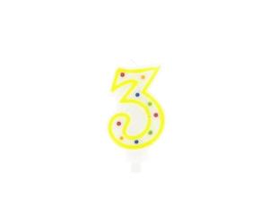 Fackelmann Bougie Chiffre 3 pour Gâteau d'Anniversaire | Fête anniversaire, Chiffre 3 visible, Format 8,5 x 4,5 cm, Plastique blanc, Gâteau et pâtisserie