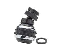 Fackelmann Brise-Jet Aérateur pour Robinet 6,5 cm Noir | Jet modulable pour mieux cibler l eau, Double jet large ou compact, Flux orientable au robinet, Plastique noir compact