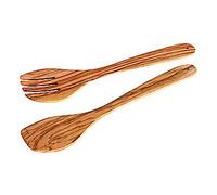 Fackelmann Couverts à salade 30 cm OLIVE, couverts à salade en bois lavables au lave-vaisselle, fourchette et, Couverts de service, Marron