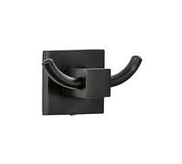Fackelmann Crochet porte-serviette salle de bain noir 8,5 cm | Double crochet gain de place, Suspends serviettes et gants, Acier noir compact, 8,5 x 5 x 5 cm, Collection New York
