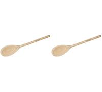 Fackelmann - Cuillère de cuisine pour remuer, mélanger ou tester le goût, en bois de hêtre, couleur naturelle, 25 x 4,5 cm, 1pc (Lot de 2)