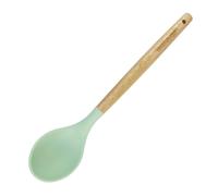 Fackelmann Ocean Cuillère de service, louche en silicone avec noyau rigide en acier et manche en bois antidérapant, passe au lave-vaisselle, 31 x 7 cm, vert d'eau