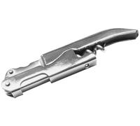 Fackelmann Doublepull Essential Tire-bouchon de serveur en acier inoxydable avec 3 fonctions, parfait pour les amateurs de vin et de bière, argent