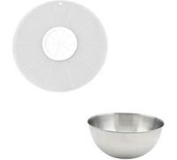 Fackelmann Duo Bol à mixer en inox et Couvercle anti-projections 25 cm Transparent,Blanc,Inox