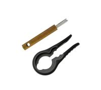Fackelmann 9943750 Duo Ouvre Bocal Et Tire-Languette, Ouvre Bouteilles, Ouvre Bocal Universel, Ouvre Bocaux Et Bouteilles, Plastique, Caoutchouc, Bois, Acier Inoxydable, Noir, Brun, 18 X 9 X 2,4 Cm