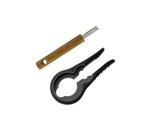Fackelmann Duo ouvre-bocal universel et tire-languette multifonction | Ouverture facilitée, Duo 2 en 1, 18 cm compact, Bois et inox, Bocaux et bouteilles, Plastique