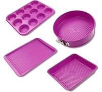 Fackelmann - Ensemble de 4 Moules à Pâtisserie - 23 à 38 cm - Fuchsia
