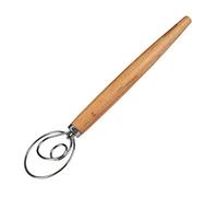 Fackelmann Fouet pour pâtes, focaccia et pâte - Fouet pour pâtes aérées - Fouet danois avec manche ergonomique en bois de hêtre argenté/marron