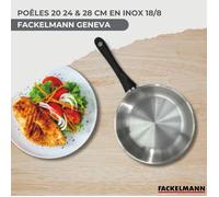 Fackelmann Geneva - Batterie de cuisine 12 pièces inox 18/10 - 3 poêles et 3 casseroles avec bec verseur + 6 ustensiles - Compatible induction et four