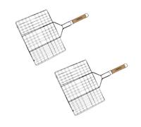 Lot de 2 grilles barbecue 35/25,5/54 cm en acier inoxydable et bois Fackelmann Barbecue