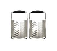 Fackelmann Lot de 2 râpes à fromage 2 en 1 en inox | Râper sans effort les fromages, Lot de 2 pour avancer plus vite, Format 22 x 12,7 cm, Inox et plastique, Pour légumes crus