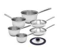 Fackelmann Lot de 4 casseroles 16/18/20/22 cm et poêles en inox 24/28 cm avec couvercle