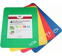 FACKELMANN Lot de 4 tapis de découpe flexibles, planche à découper rectangulaire, lot de 4 planches à découper rectangulaires avec code couleur pour types d'aliments, passent au lave-vaisselle, 38 x