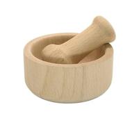 Fackelmann 30965 Mortier et pilon, lot mortier et pilon en bois, mortier du cuisine, Bois, Beige, 10 x 8 x 4,5 cm