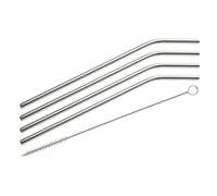 Fackelmann Pailles Eco, Set de 4, courbées, avec Brosse, Acier Inoxydable, 24 cm, 54857