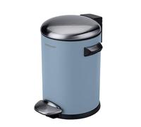 Fackelmann PARIS Poubelle à pédale 3L Steel Blue - Poubelle élégante en bleu acier, support de sac intégré, 2 poignées de transport, convient pour la salle de bain et les toilettes d'invités