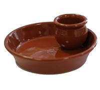 Fackelmann Petite Assiette à Olives en céramique, Bol à Olives en Terre Cuite avec récipient pour noyaux d'olives, Assiette pour collations, Couleur Naturelle, Ø13 x 5 cm, 1 unité.