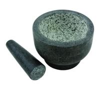 Fackelmann Pilon et mortier 14 cm, Granit Lourd et Durable, Ensemble Bol et broyeur en Pierre, écraser et écraser Les Herbes et Les épices, 17 x 14 x 9,5 cm, Gris moucheté