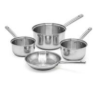 Fackelmann Rhona - Lot de 3 casseroles (18/20/22 cm) et 1 poêle (20 cm) en inox Gris Gris