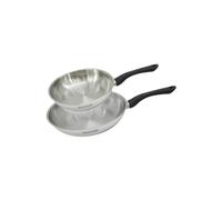 Fackelmann Set 2 poêles inox 24 et 28 cm induction | Cuisson tous feux, Duo 24 et 28 cm, Inox 18/8, Four et induction, Lave-vaisselle, Sans PFAS