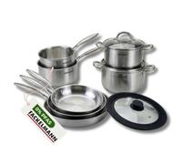 Fackelmann Set 3 poêles 20/24/26 cm, casseroles et faitouts | Cuisson homogène, Inox 18/10 Triply, 5 diamètres utiles, Compatible induction, Four et lave vaisselle, Couvercle, Sans PFAS