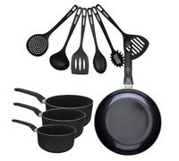 Set de 1 poêle 28 cm, 3 casseroles antiadhésives céramique 16, 18 et 20 cm et 6 ustensiles Fackelmann Brandao