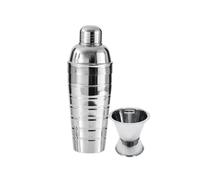 Fackelmann Set cocktails shaker inox 750 ml avec doseur 4 uo mixologie précis, Shaker 750 ml, Doseur 2 cl 4 cl, Inox facile à servir, Format compact 26 cm