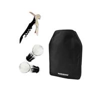 Fackelmann Set d'accessoires pour vin, avec étui refroidisseur pour bouteilles de vin et de champagne, set de 2 verseurs anti-goutte et tire-bouchon de serveur à deux temps