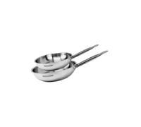 Fackelmann Set de 2 Poêles 20 et 24 cm Tous Feux et Induction Sans PFAS Manche Inox Riveté Acier Inoxydable 18/8 Gris