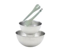 Fackelmann Set de 2 saladiers et couverts à salade 28661 – inox clipsables 20,5 et 25 cm vert pâle