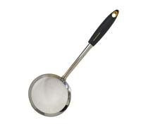 Fackelmann Soft Écumoire en maille d'acier inoxydable et manche en polypropylène au toucher doux, antidérapant et ergonomique, convient pour la friture et le moussage, 30 x 11 x 8 cm, orange et gris,