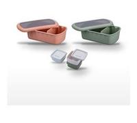 Fackelmann Storage - Lot de 2 lunch box 1L et 3 boîtes à sauce - Plastique Coloré Rouge|Vert|Coloré