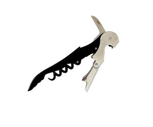 Fackelmann Tire-Bouchon Limonadier Professionnel avec Décapsuleur | Ouvre vins et boissons en service rapide, 2 en 1 pour bouteilles et canettes, Fer noir, Format poche 12,5 cm, Lame dépliante