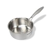 Fackelmann Vita3 Cuisinière en acier inoxydable triply avec triple fond diffuseur, sans antiadhésif, sans PFA, convient pour induction, gaz, vitro et four, étanchéité parfaite, lave-vaisselle 28 cm