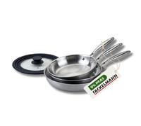 Fackelmann Vita3 Cuisinière en acier inoxydable triply avec triple fond diffuseur, sans antiadhésif, sans PFA, convient pour induction, gaz, vitro et four, étanchéité parfaite, lave-vaisselle 28 cm
