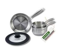Fackelmann Vita3 Cuisinière en acier inoxydable triply avec triple fond diffuseur, sans antiadhésif, sans PFA, convient pour induction, gaz, vitro et four, étanchéité parfaite, lave-vaisselle 28 cm