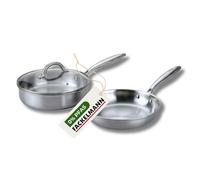 Fackelmann Vita3 Cuisinière en acier inoxydable triply avec triple fond diffuseur, sans antiadhésif, sans PFA, convient pour induction, gaz, vitro et four, étanchéité parfaite, lave-vaisselle 28 cm