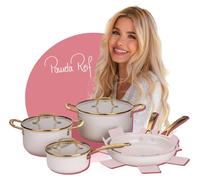 Fackelmann x Pamela Reif Signature Set de casseroles et poêles, 10 pièces en beige pastel, pour tous les types de cuisinières